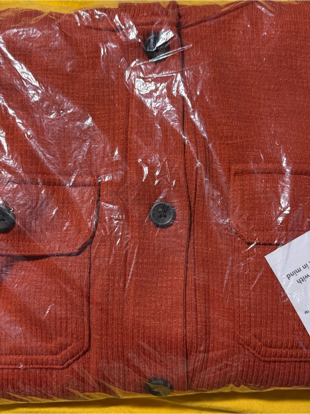 Textured Button-Front Shirt Jacket in Rust - Picture 3 of 6